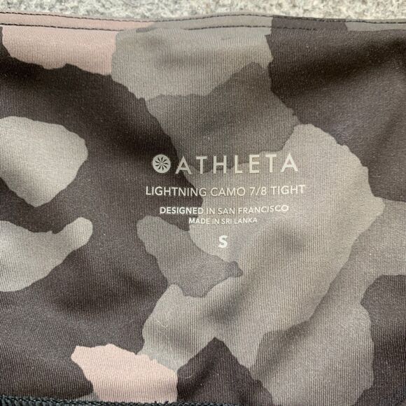Athleta Tight Womens S Small Multi Lightning Camo 7/8 Paneled Pockets Stretch - Picture 6 of 12